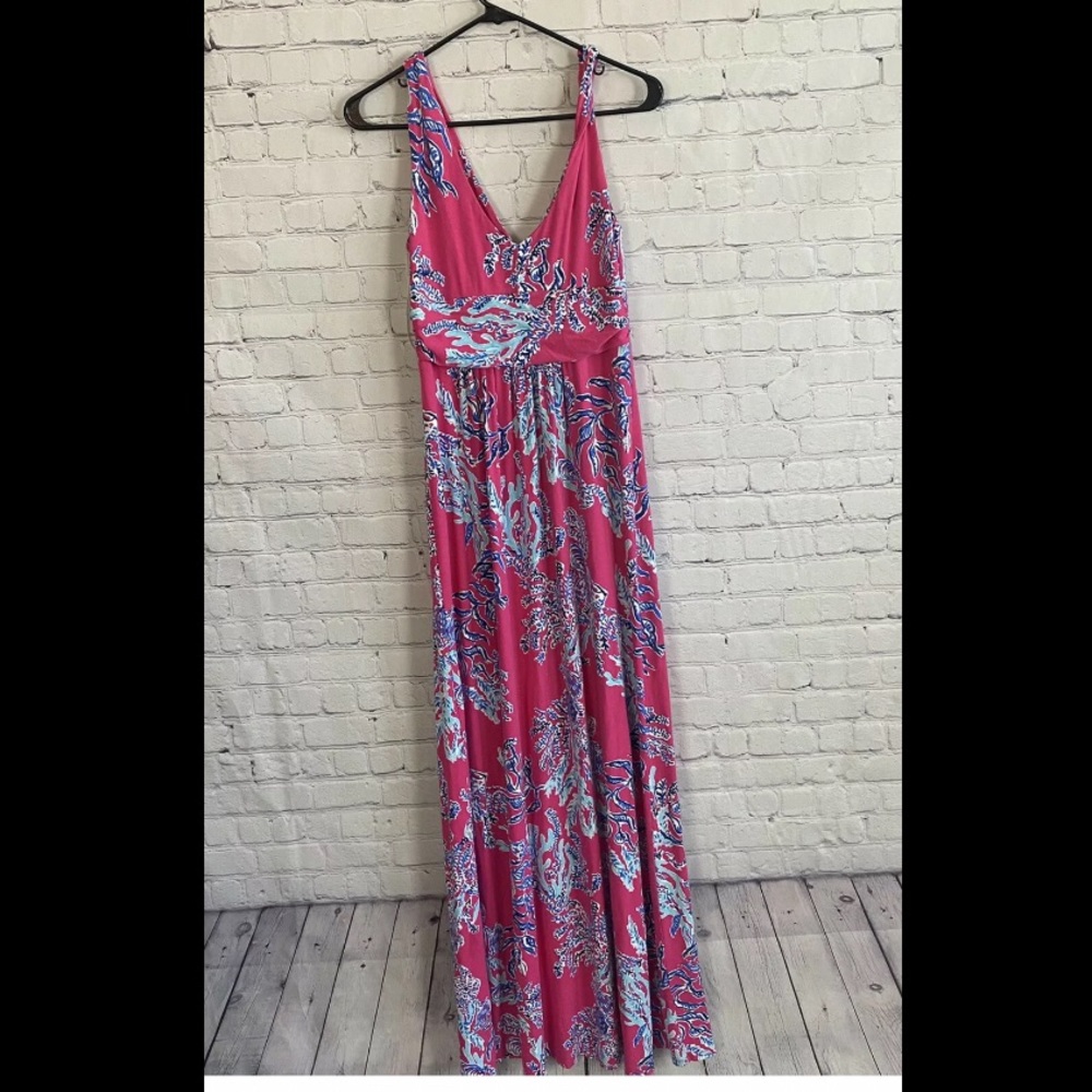Lilly Pulitzer Sloane Maxi Dress in capri pink samba Excellent condition!